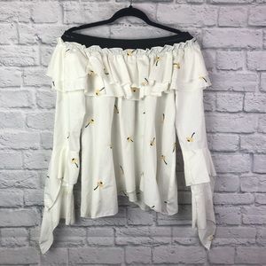 Off The Shoulder Sunflower Print Top